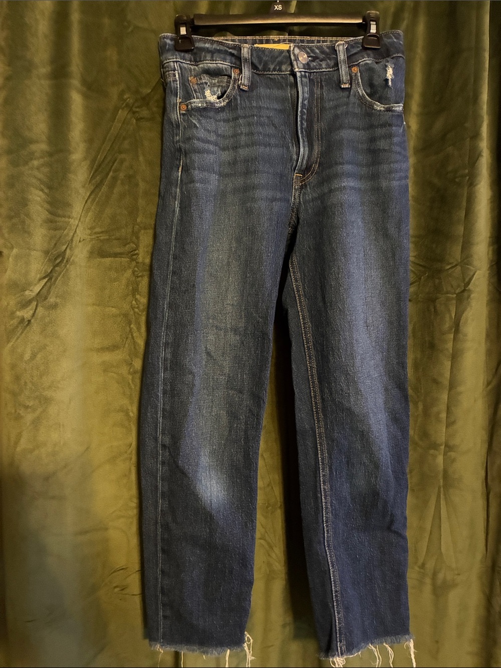 Classic High-Rise Women's Ankle Cut Straight Jeans - Dark Blue
